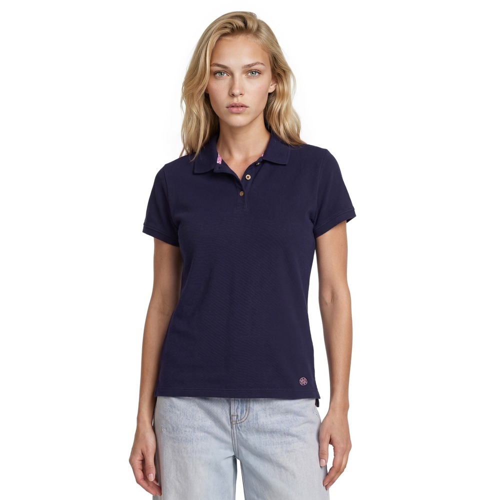 Lilly Pulitzer Luxletic Polo Top Women's Size Large Navy Blue Short Sleeve Golf